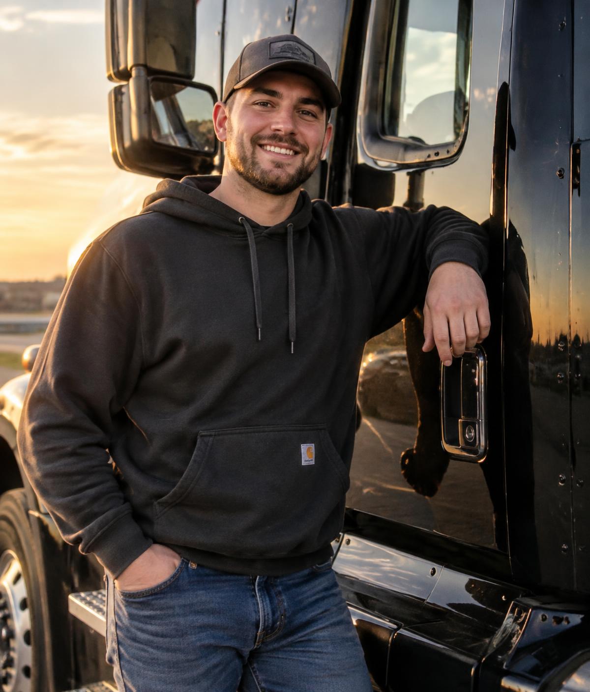 Golden Touch Logistics driver beside his truck