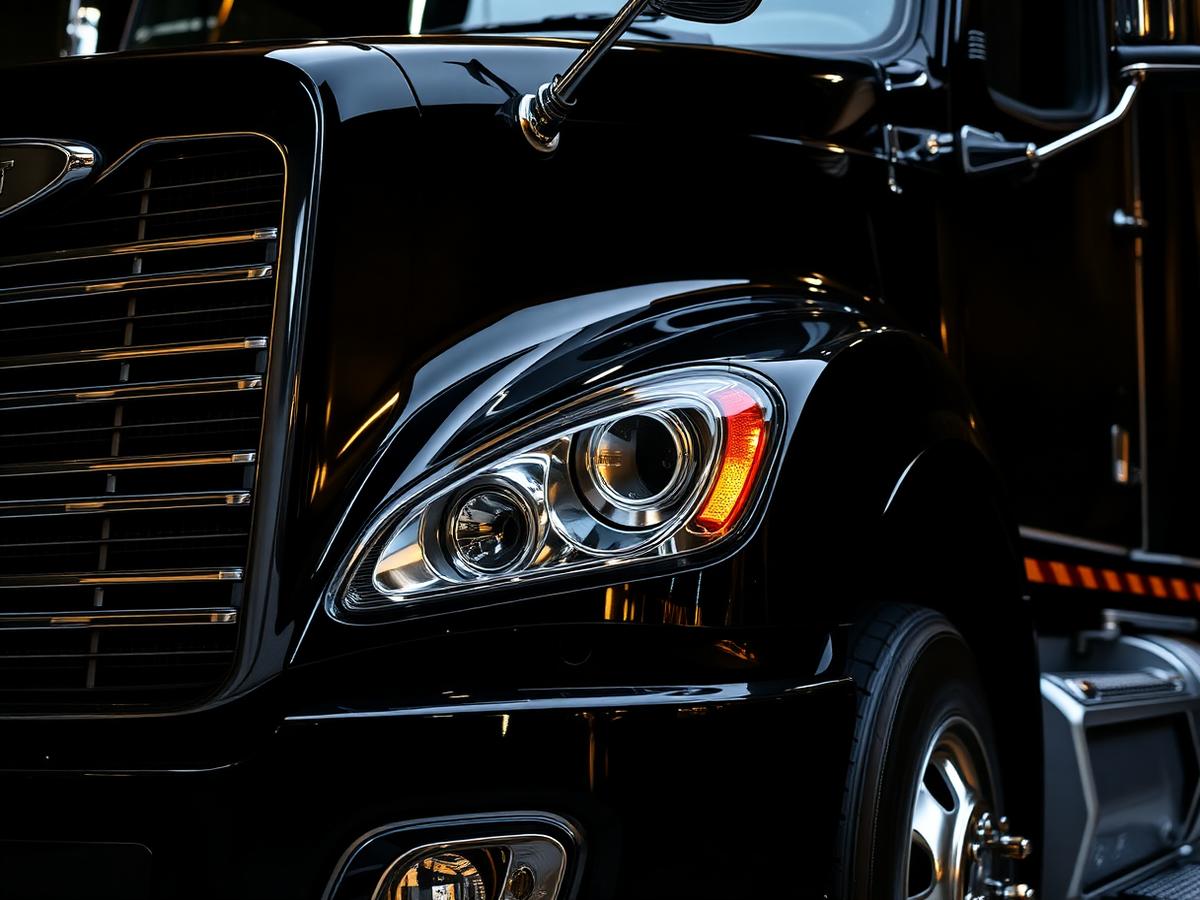 Close-up of a Golden Touch Logistics tractor