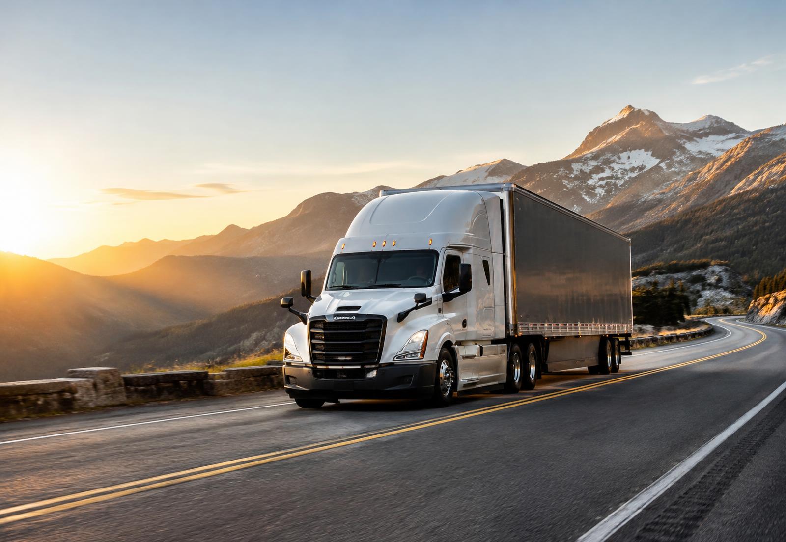 Golden Touch Logistics semi truck on the highway at night